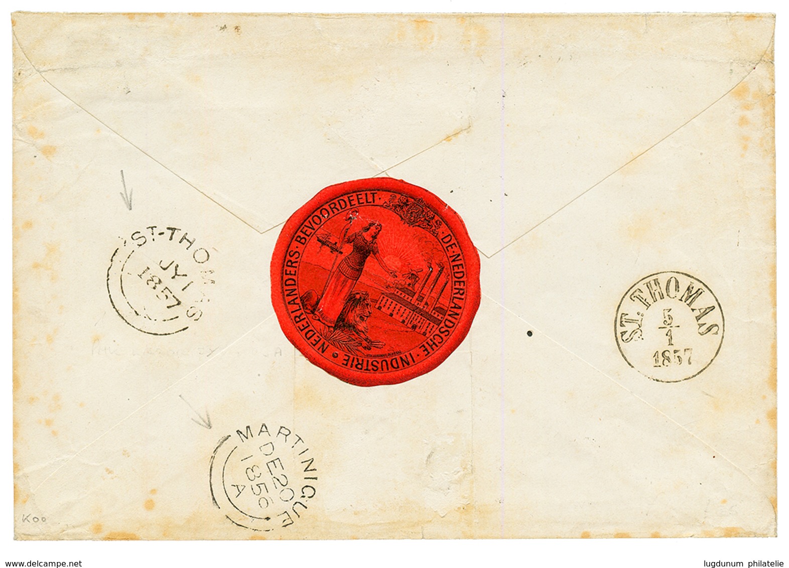 DANISH WEST INDIES : 1857 "8" Tax Marking On Envelope From MARTINIQUE To "GOUVERNEUR De STE CROIX". Verso, British Cds M - Dänische Antillen (Westindien)