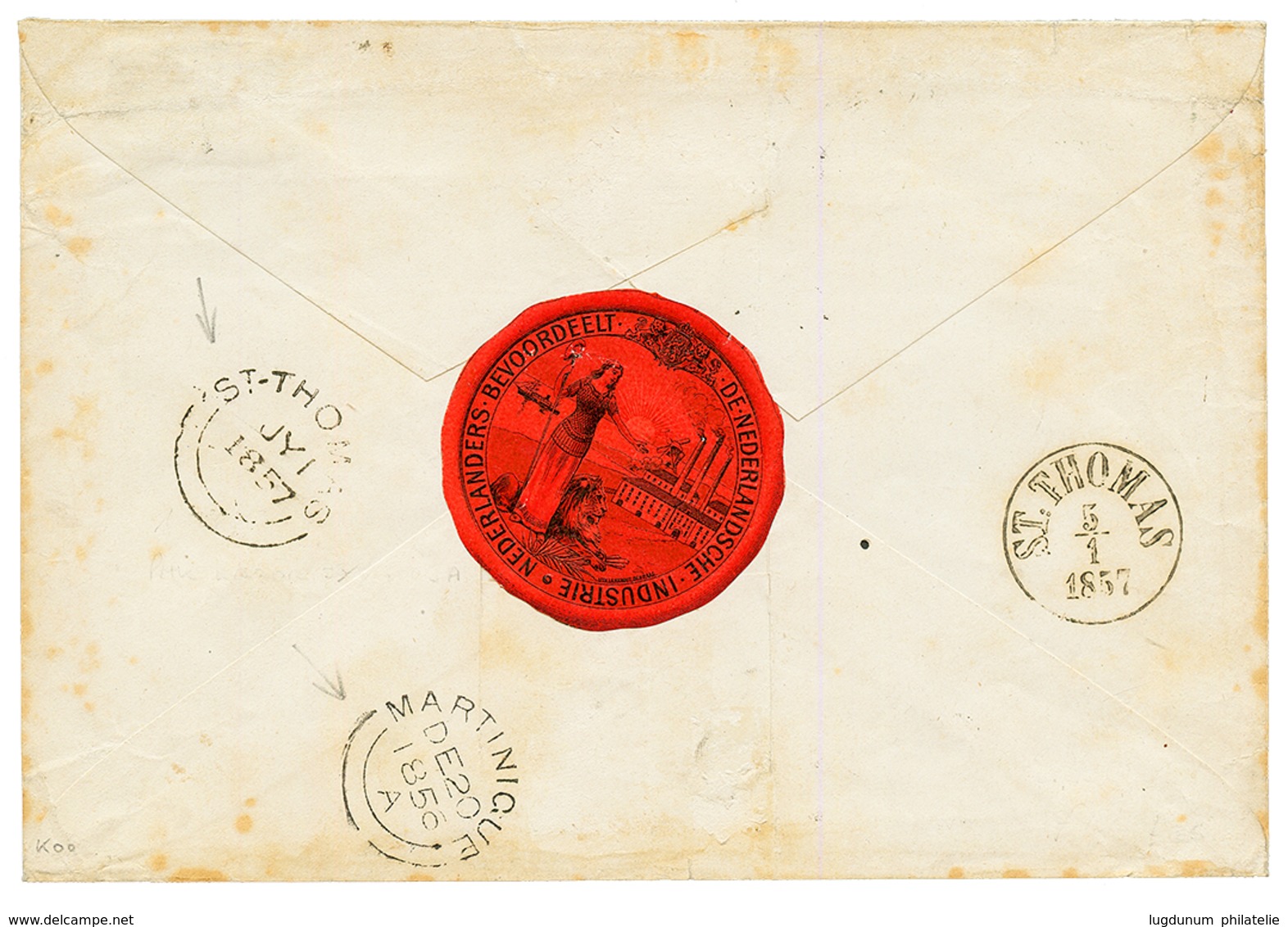 DANISH WEST INDIES : 1857 "8" Tax Marking On Envelope From MARTINIQUE To "GOUVERNEUR De STE CROIX". Verso, British Cds M - Deens West-Indië