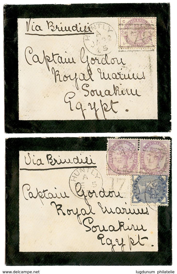 EGYPT / SUDAN - KHARTOUM Expedition : 1885 2 Envelopes From HUNTLY To GENERAL GORDON At SOUAKIN (SUDAN). Nice Pair. Vvf. - Sonstige & Ohne Zuordnung