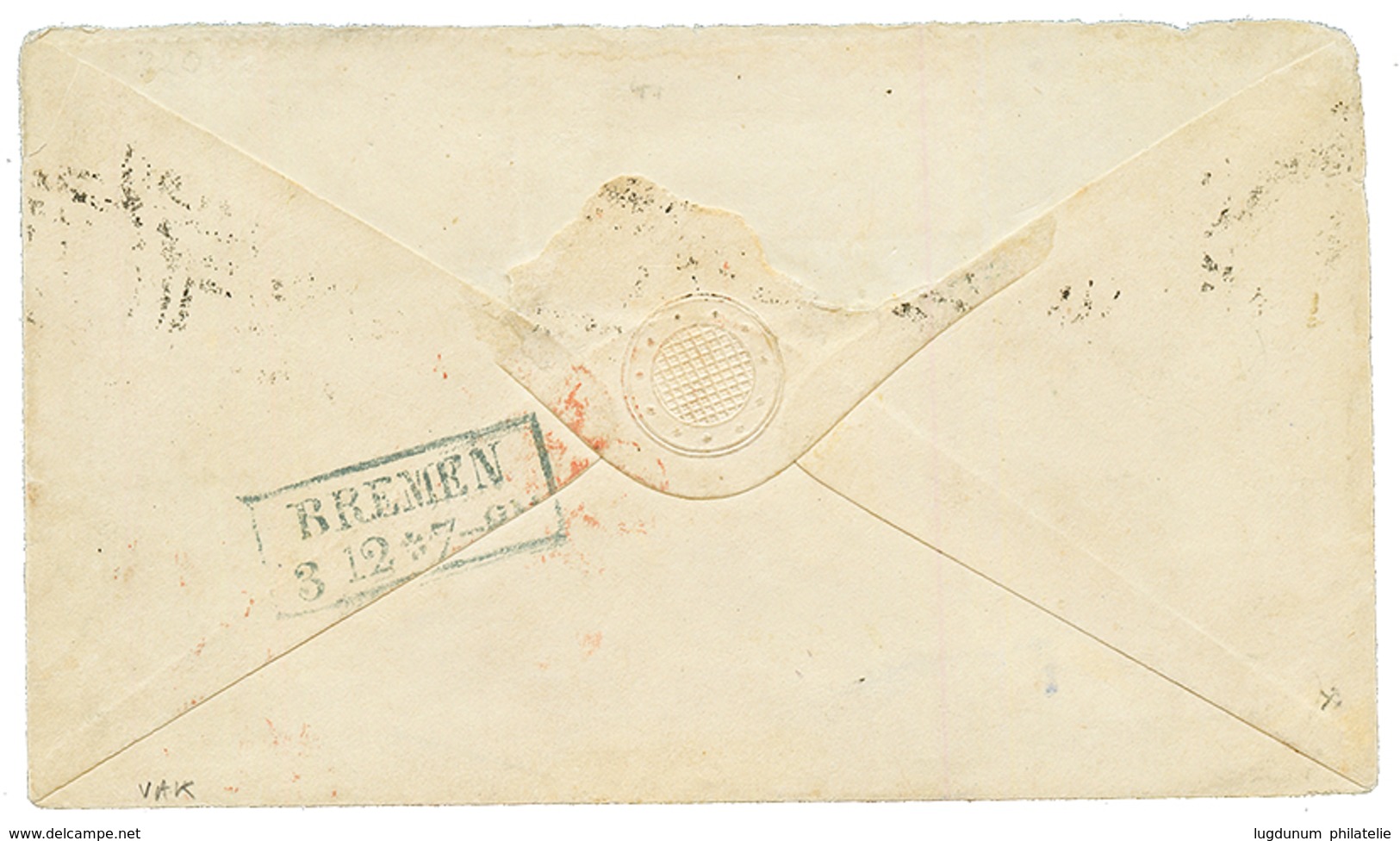 "CALDERA" : 1866 GB 6d (x6) Canc. C35 + "3d" Red Tax Marking On Envelope (1 Flap Missing From CALDERA To BREMEN (GERMANY - Sonstige & Ohne Zuordnung