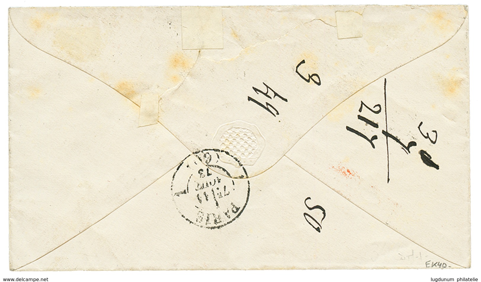 SUEZ : 1873 Rare 6d Brown + 4d Canc. B02 + SUEZ On Envelope To PARIS. Vvf. - Sonstige & Ohne Zuordnung