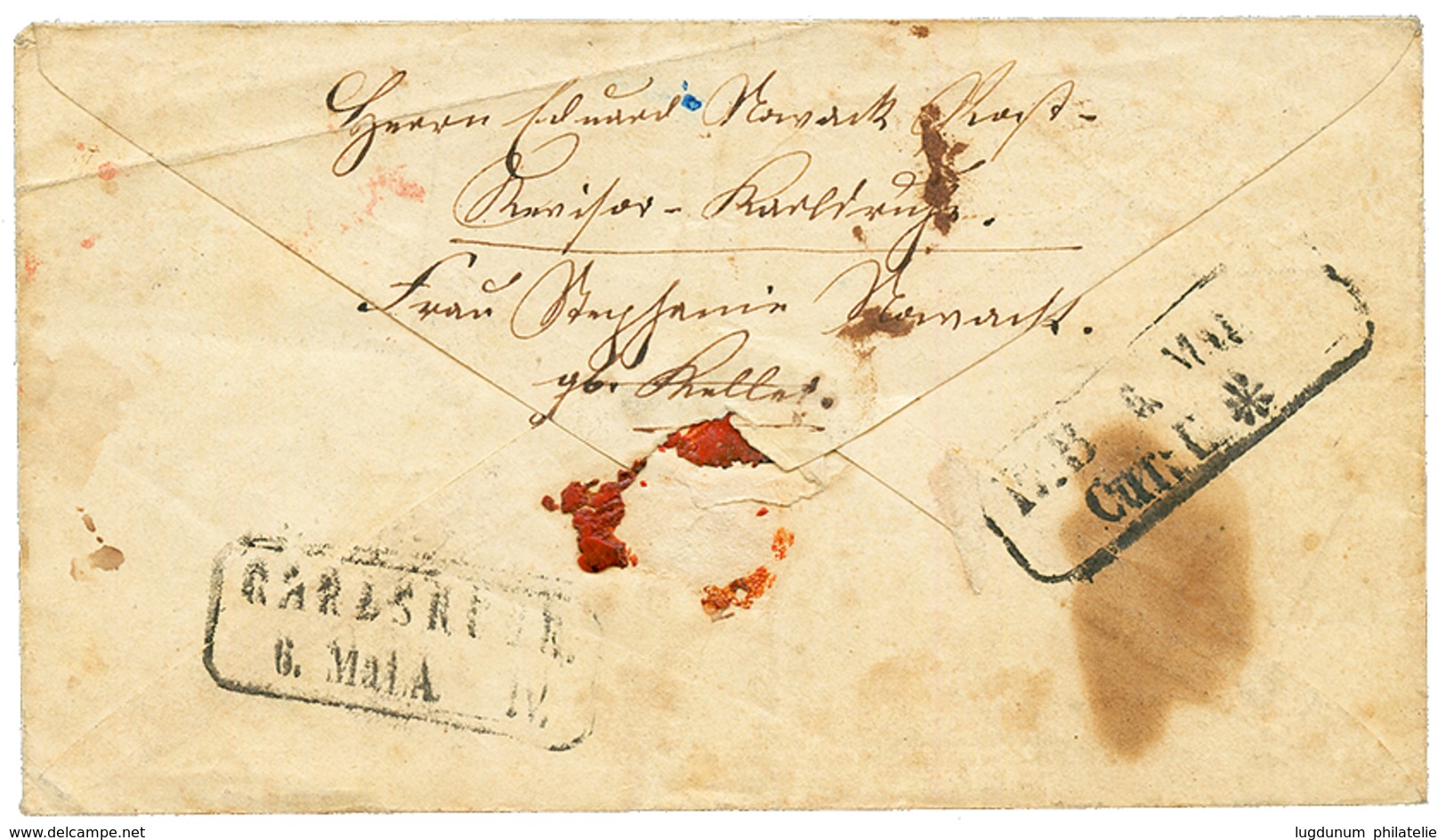 Boxed FREIBURG In Red + "9" Tax Marking On Superb Illustrated Envelope "VIRGINIA HOTEL" To BAVARIA. Vvf. - Sonstige & Ohne Zuordnung