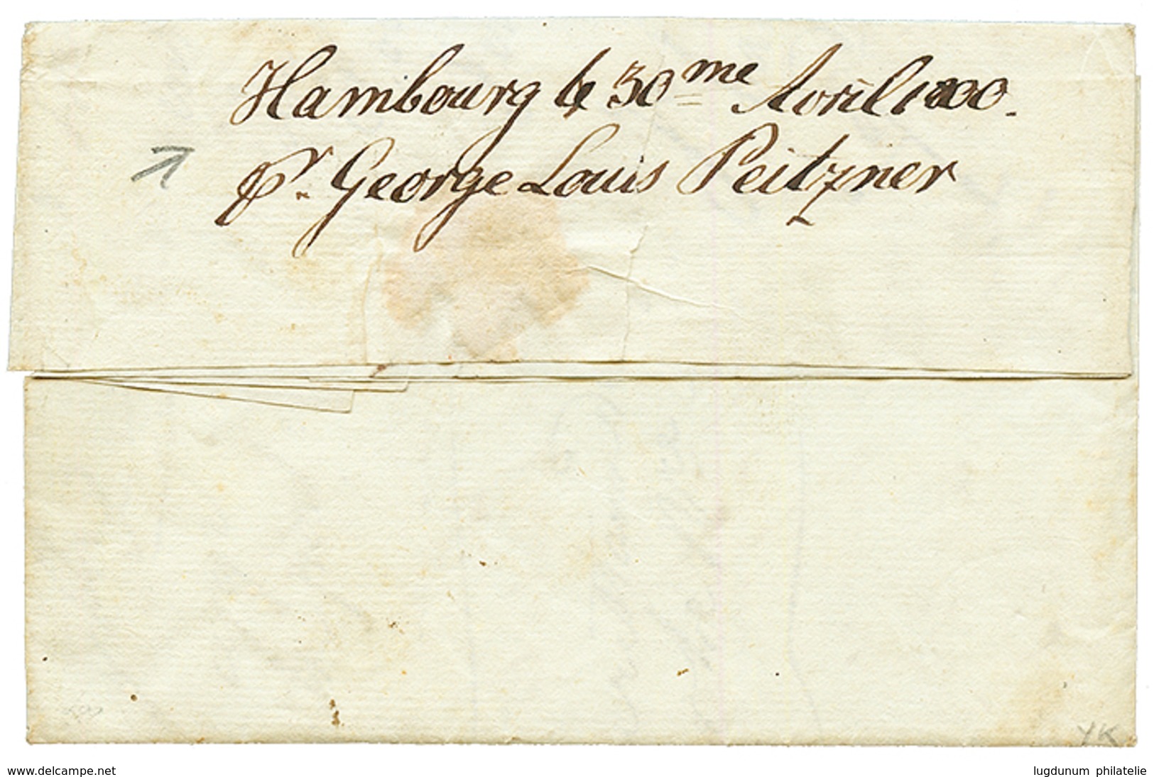 "PORTO-RICO Via HAMBURG" : 1799 HAMBURG + "34" Tax Marking On Entire Letter Datelined "PORTO-RICO" To BORDEAUX (FRANCE). - Sonstige & Ohne Zuordnung