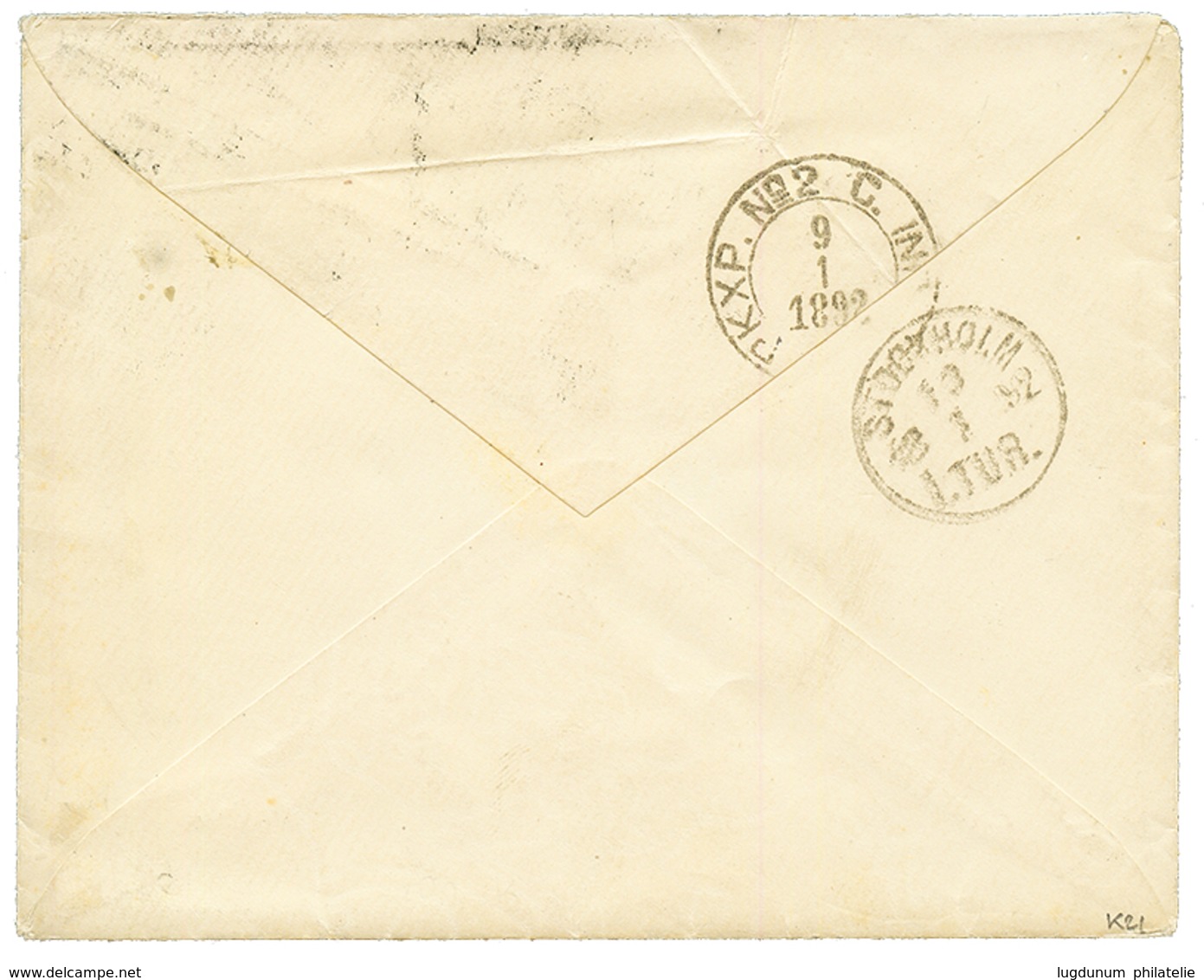 VORLAUFER : 1892 Pair Of 10pf Canc. APIA On Envelope To STOCKHOLM ( SWEDEN ). Rare Destination. Vf. - Samoa