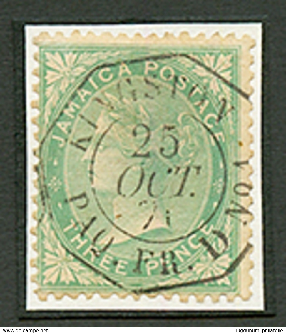 JAMAICA 3d Green Canc. KINGSTON PAQ FR. D N°1F. Rare Maritime Cancellation; Probably Unique On Stamp From JAMAICA. Super - Jamaïque (...-1961)