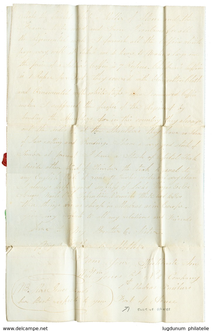 INDIA : 1844 "2" Tax Marking On SOLDIER'S Letter Datelined "FORT Of ARNEE" To GREAT BRITAIN. Vf. - Sonstige & Ohne Zuordnung