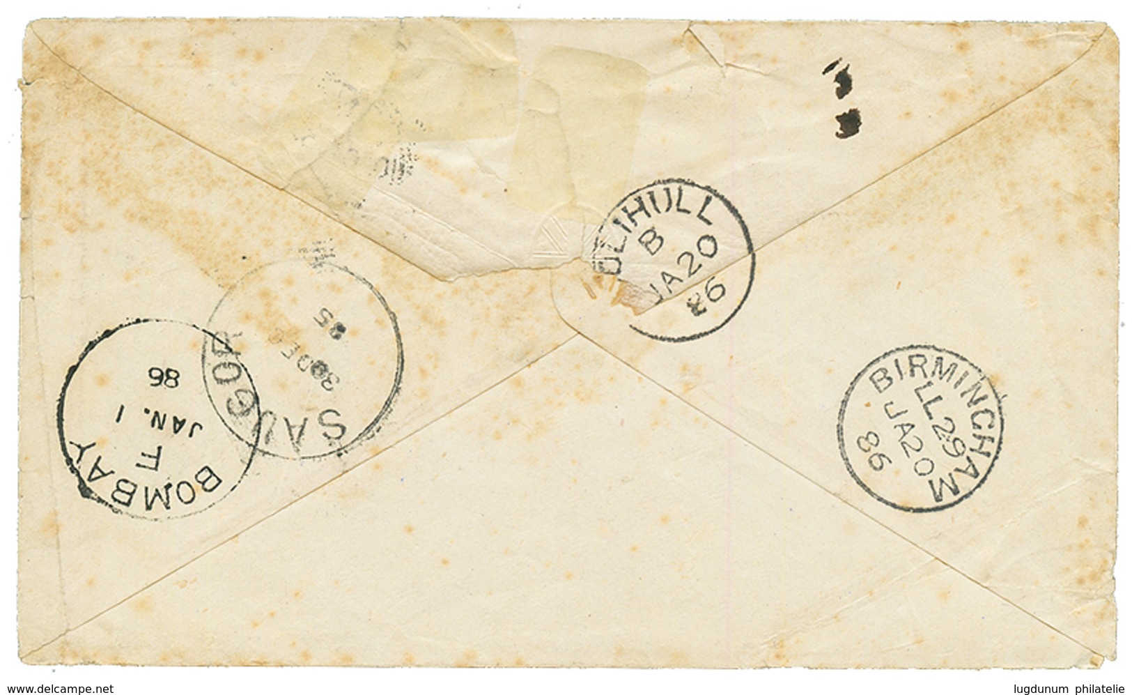 INDIA : 1886 9p Canc. On SOLDIER'S Envelope From SAUGOR Sent VIA ITALY To ENGLAND. Vf. - Autres & Non Classés