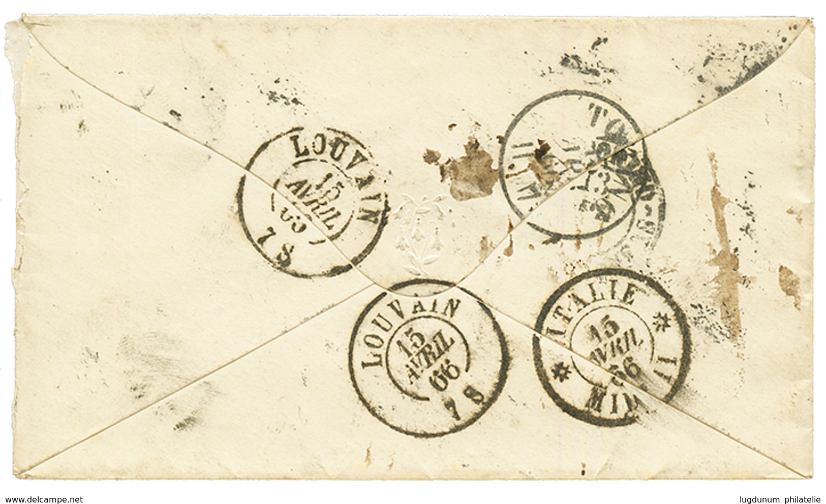 PAPAL STATES : 1866 2 Pair Of 5B Canc. ROMA + "5" Tax Marking + INSUFFIUCIENT On Envelope To LOUVAIN (BELGIUM). Vf. - Non Classés