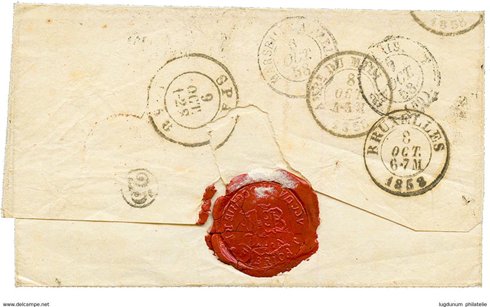SICILY : 1858 GIARE In Blue + "10" Tax Marking On Cover Via MESSINA To BELGIUM. Scarce. Vvf. - Ohne Zuordnung