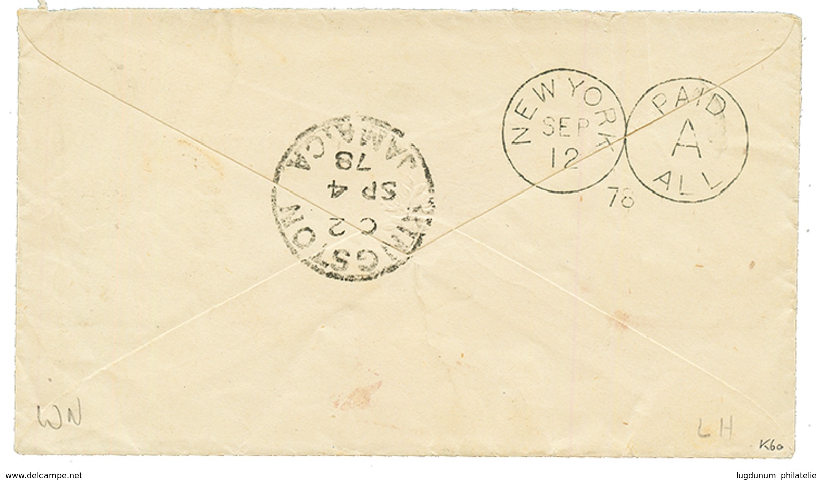 JAMAICA : 1878 2d (x3) Canc. A01 On Envelope From KINGSTON To NEW YORK (USA). Vvf. - Jamaïque (...-1961)