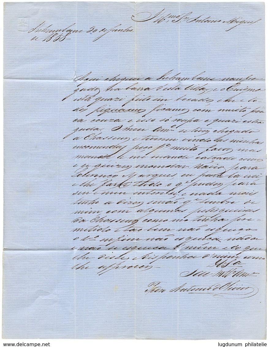 MOZAMBIQUE - INHAMBANE : 1858 Entire Letter Datelined "INHAMBANE 30juin 1858" To MOZAMBIQUE. Rare Internal Mail. Superb. - Other & Unclassified