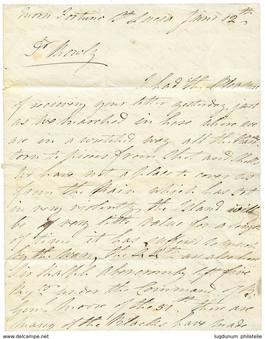 ST LUCIA - PRECURSOR : 1796 MARTINIQUE Cachet On Entire Letter Datelined "MORNE FORTUNE, ST LUCIA" Sent Via MARTINIQUE T - St.Lucia (...-1978)