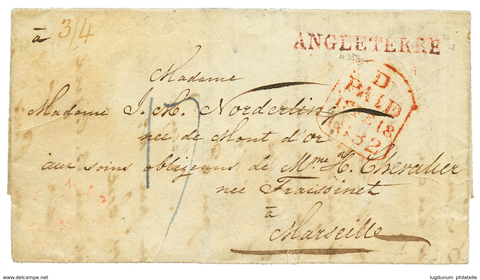 "ST BARTHELEMY ISLAND" : 1831 Red Entry Mark ANGLETERRE On Entire Letter Datelined "GUSTAVIA, ILE ST BARTHELEMY, 3 Janvi - Autres & Non Classés