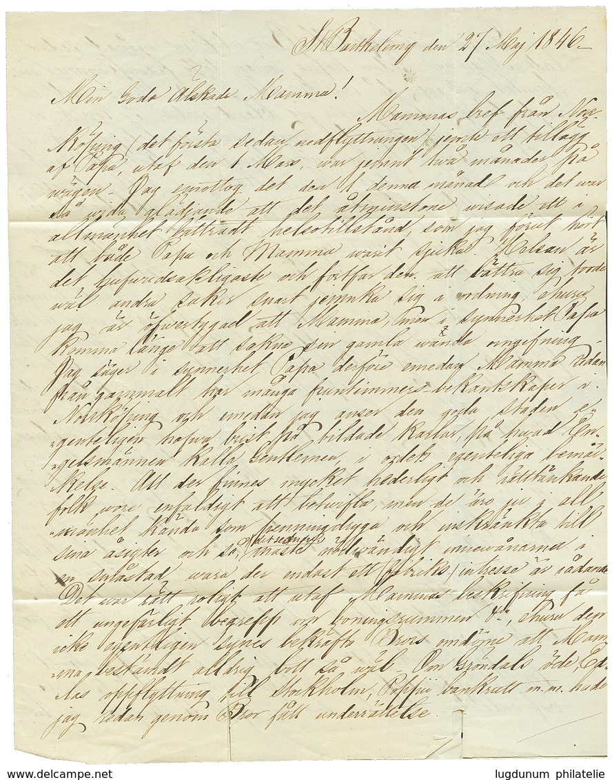 "ST BARTHELEMY ISLAND" : 1846 Letter Dated "ST BARTHELEMY 27 May 1846" From CHARLES ULRICH To His Brother At NORSKOPING  - Other & Unclassified