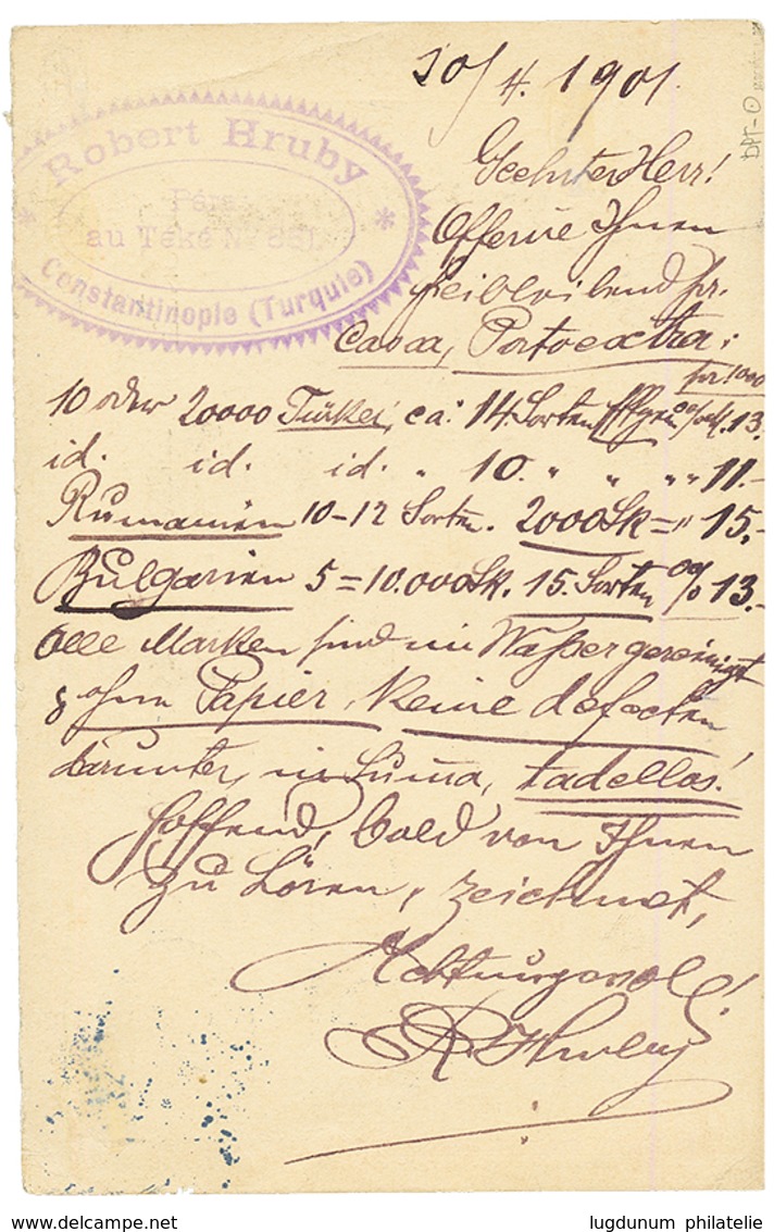 SWEDEN : 1901 P./Stat 10 Ore Canc. CONSTANTINOPEL DEUTSCHE POST To STOCKHOLM. RARE. Signed JASCHKE L. Superb. - Autres & Non Classés
