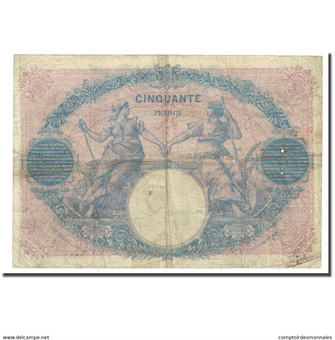 France, 50 Francs, Bleu Et Rose, 1899-12-29, B+, Fayette:14.11, KM:64b - 50 F 1889-1927 ''Bleu Et Rose''