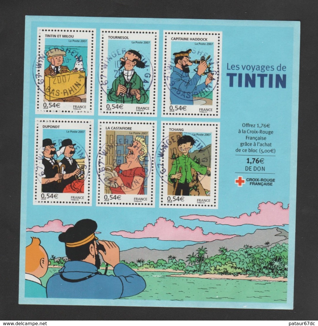 FRANCE / 2007 / Y&T N° 4051/4056 En Bloc Ou BF N° 109 (Tintin) - Oblitérations Du 28/07/2007. SUPERBE ! - Gebraucht