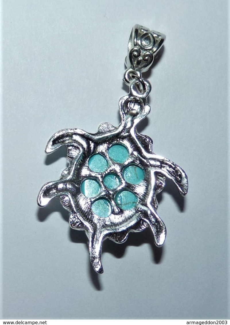 CHAINE ARGENTE PENDENTIF TORTUE BLEUE NEUVE - Colliers/Chaînes