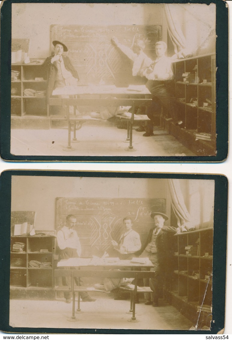 2 Photos Amateurs - Etudiant Polytechnique - Intérieur D'une Classe Ou Chambre ? Vers 1900 - Anciennes (Av. 1900)