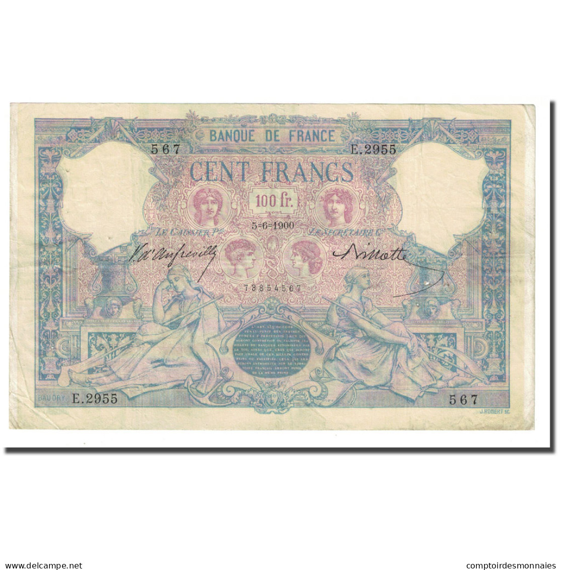 France, 100 Francs, Bleu Et Rose, 1900-06-05, TTB, Fayette:21.13, KM:65b - 100 F 1888-1909 ''Bleu Et Rose''