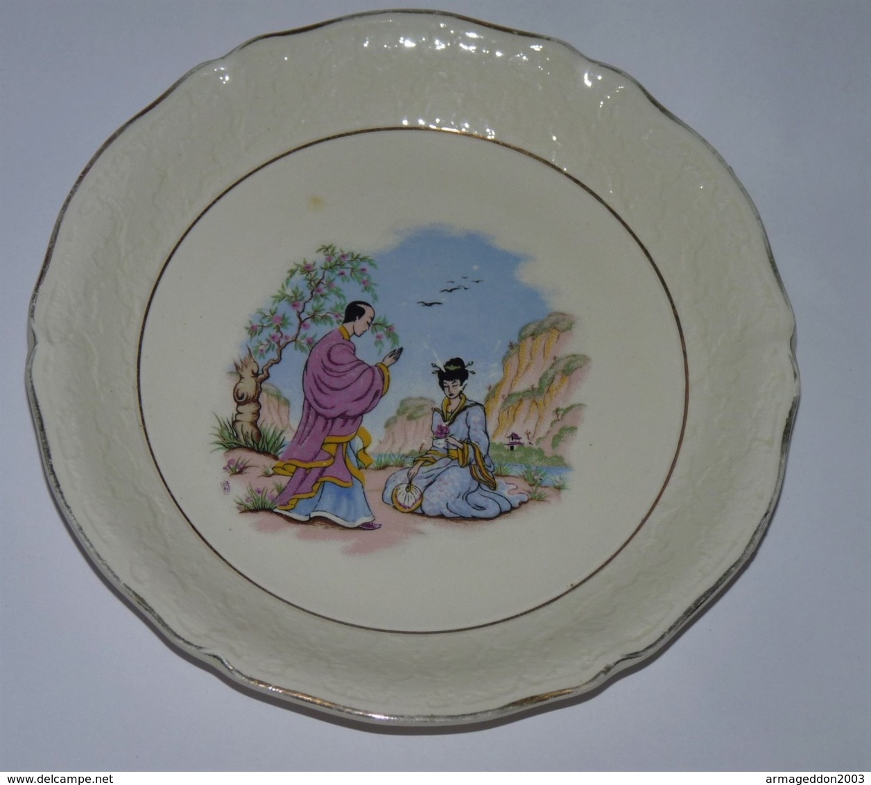 ASSIETTE CÉRAMIQUE SAINT AMAND DECOR JAPONNAIS JAPON 16.5 CM - Saint Amand (FRA)