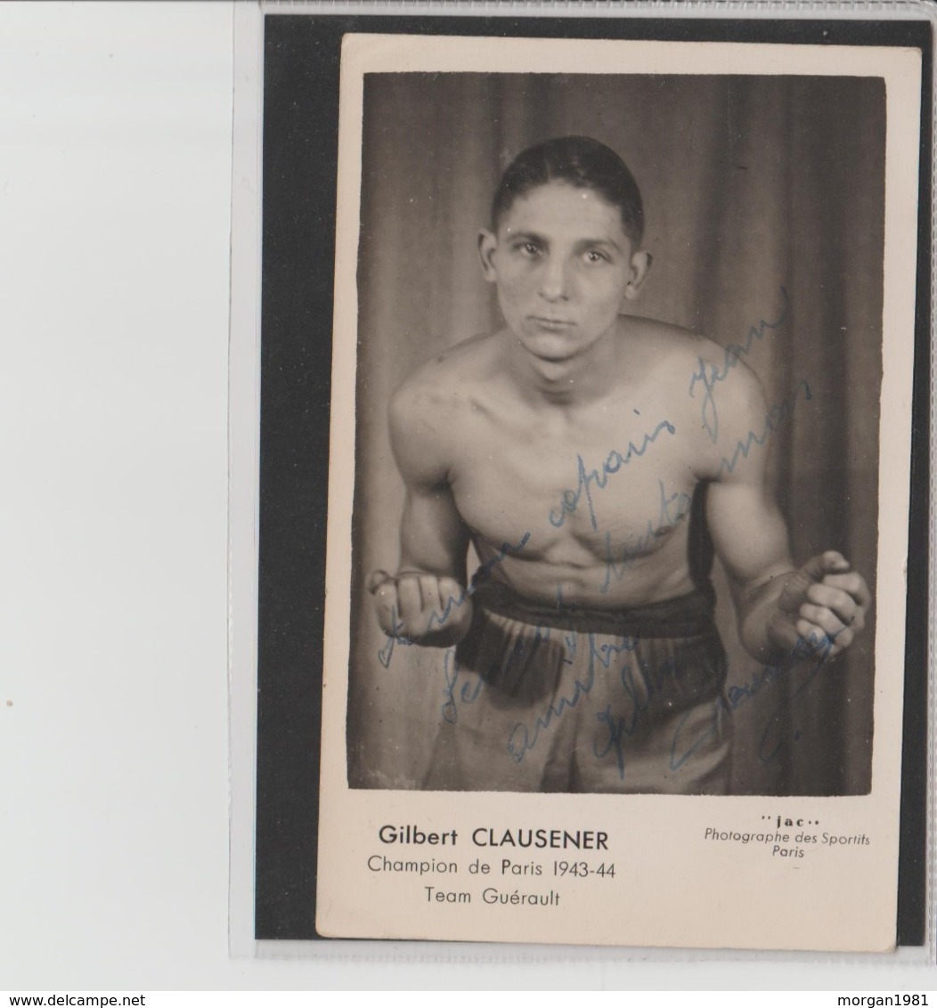 .BOXING.BOKSEN. PHOTO. JAC   BOXEUR  GILBERT CLAUSENER  TEAM GUERAULT    1943-44   SIGNEE - Boxe