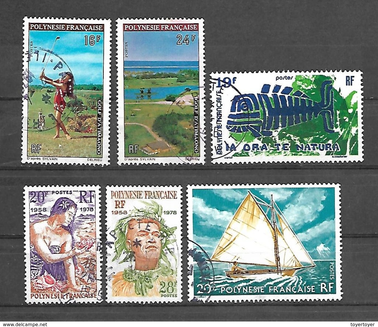 C 49 Polynésie Française  Lot De 6 Timbres Obl - Collections, Lots & Séries