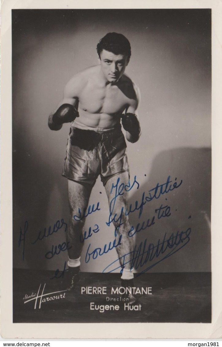 .BOXING.BOKSEN. PHOTO. HARCOURT    10cm  X  15cm       BOXEUR  PIERRE MONTANE    SIGNEE - Boxing