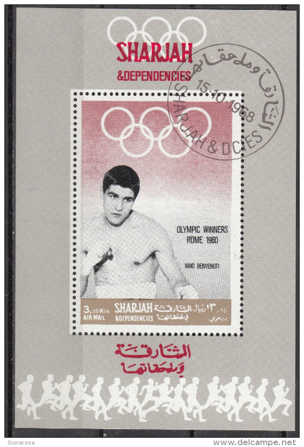 Bf. 514A Sharjah 1968 Pugilato Boxing Nino Benvenuti Nuovo Preoblt. Perforato. Olimpiadi Roma 1960 - Sharjah