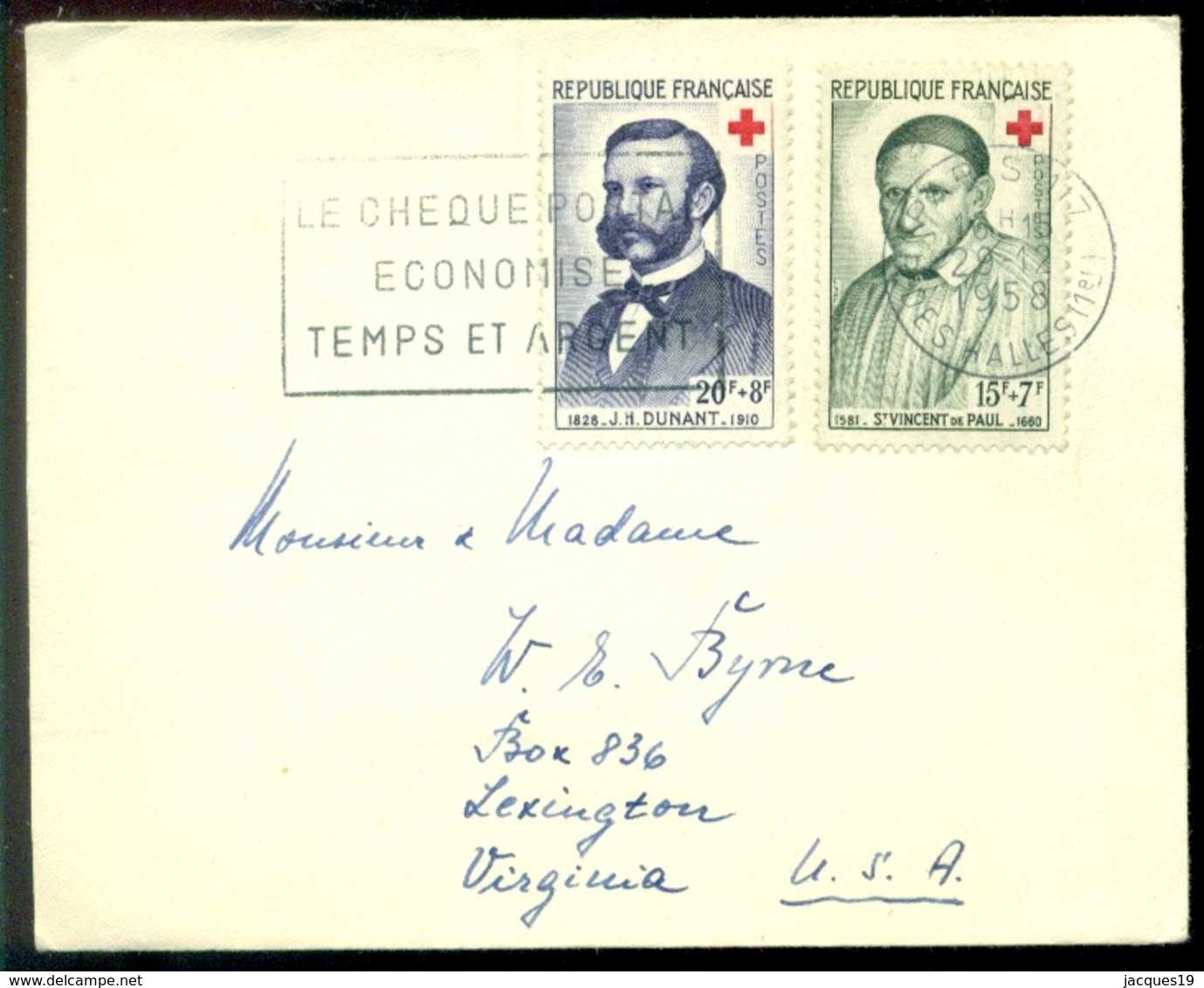 France 1958 Enveloppe Avec Mi 1224-1225 Croix Rouge - Lettres & Documents