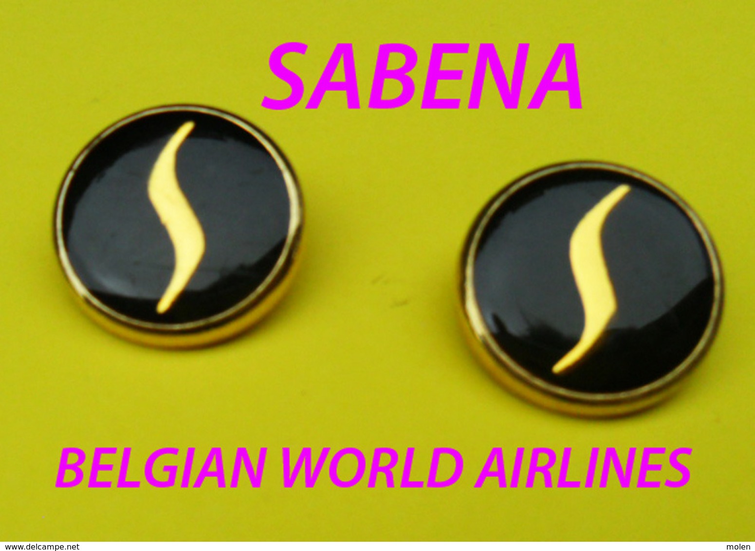 2 Boutons De Luxe Originales De SABENA 2 Originele Luxe Knopen Diamètre Ca22mm Avion Aviation Luchtvaart WINGS AILES 015 - Badges D'équipage