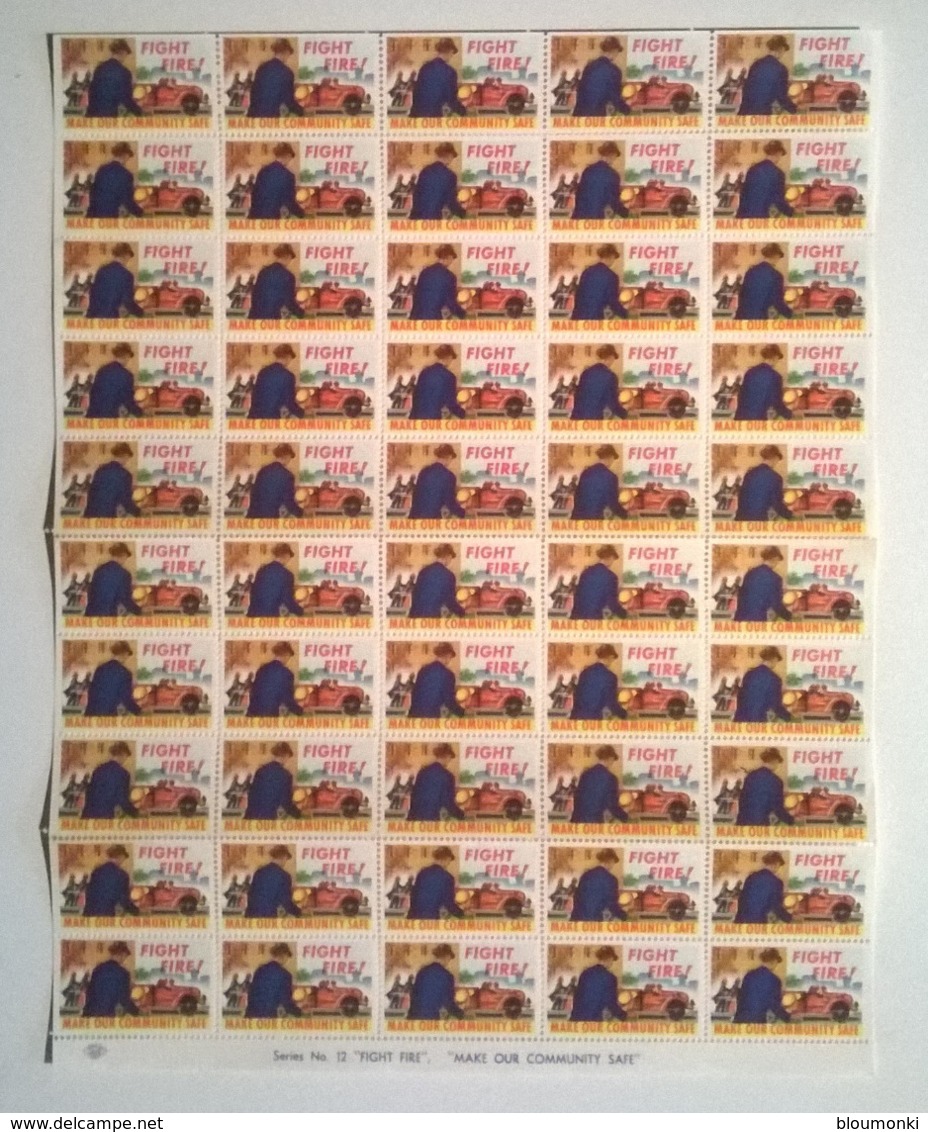 Feuille De 50 Timbres Vignettes USA / FIGHT FIRE /series 12 Make Our Community Safe /stamps - Vignetten (Erinnophilie)