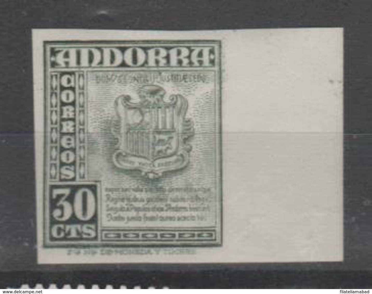 ANDORRA C. ESPAÑOL Nº 45 C. M. ABAD 49a SIN DENTAR BORDE DE HOJA SIN CHARNELA  MUY RARO.(S.2) - Nuovi