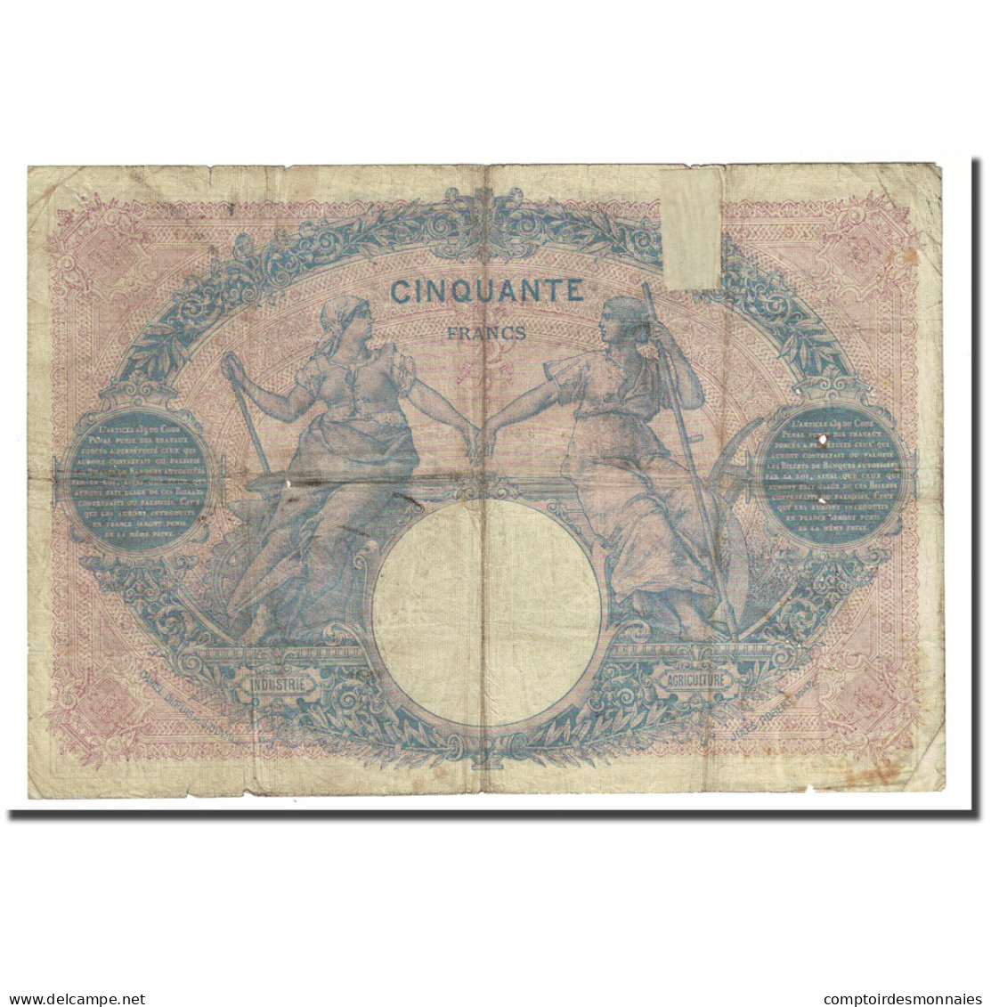 France, 50 Francs, Bleu Et Rose, 1898-06-04, B+, Fayette:14.10, KM:64b - 50 F 1889-1927 ''Bleu Et Rose''