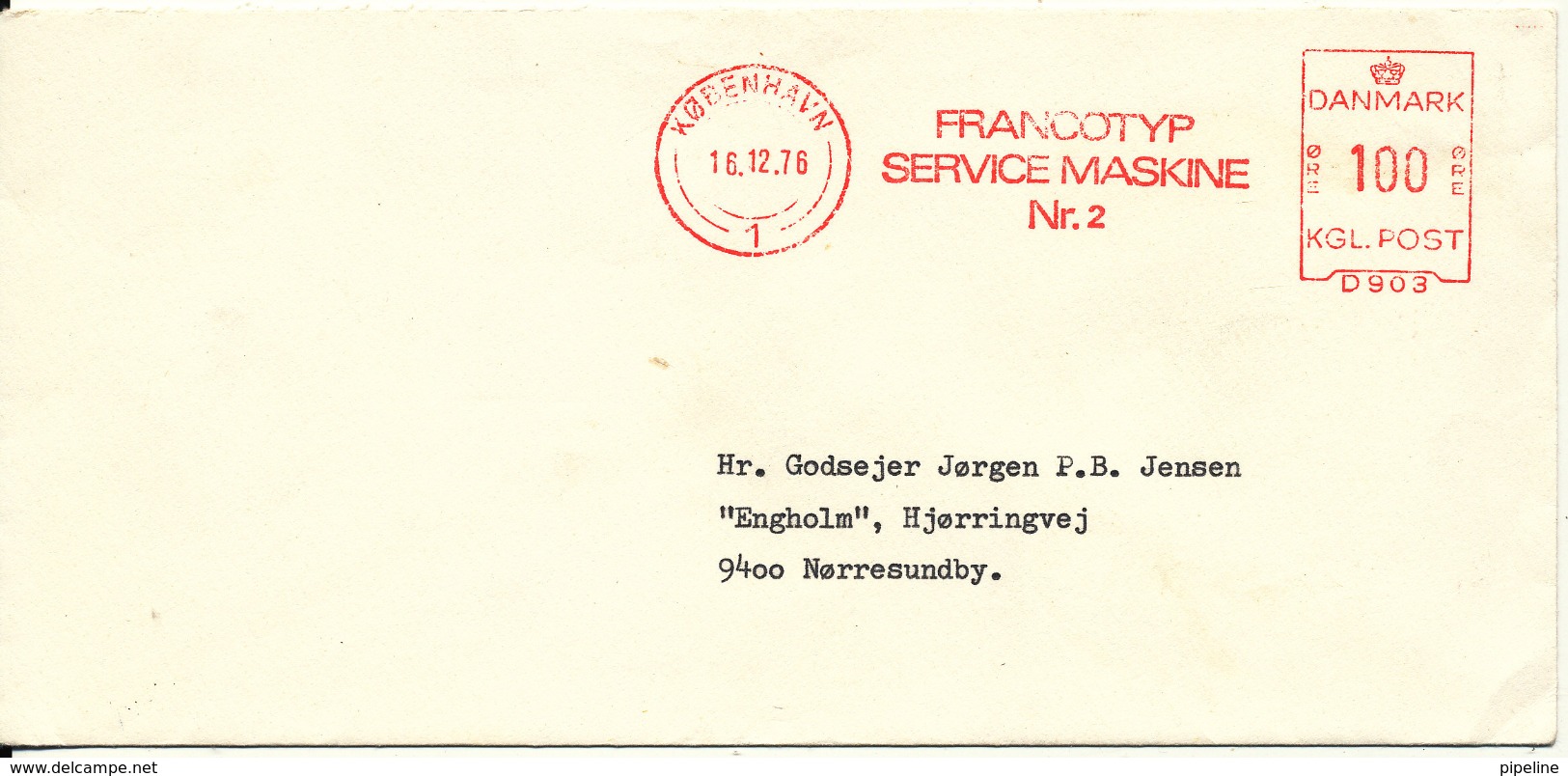 Denmark Cover With Meter Cancel Copenhagen 16-12-1976 (Francotyp Service Maskine No. 2) - Lettres & Documents