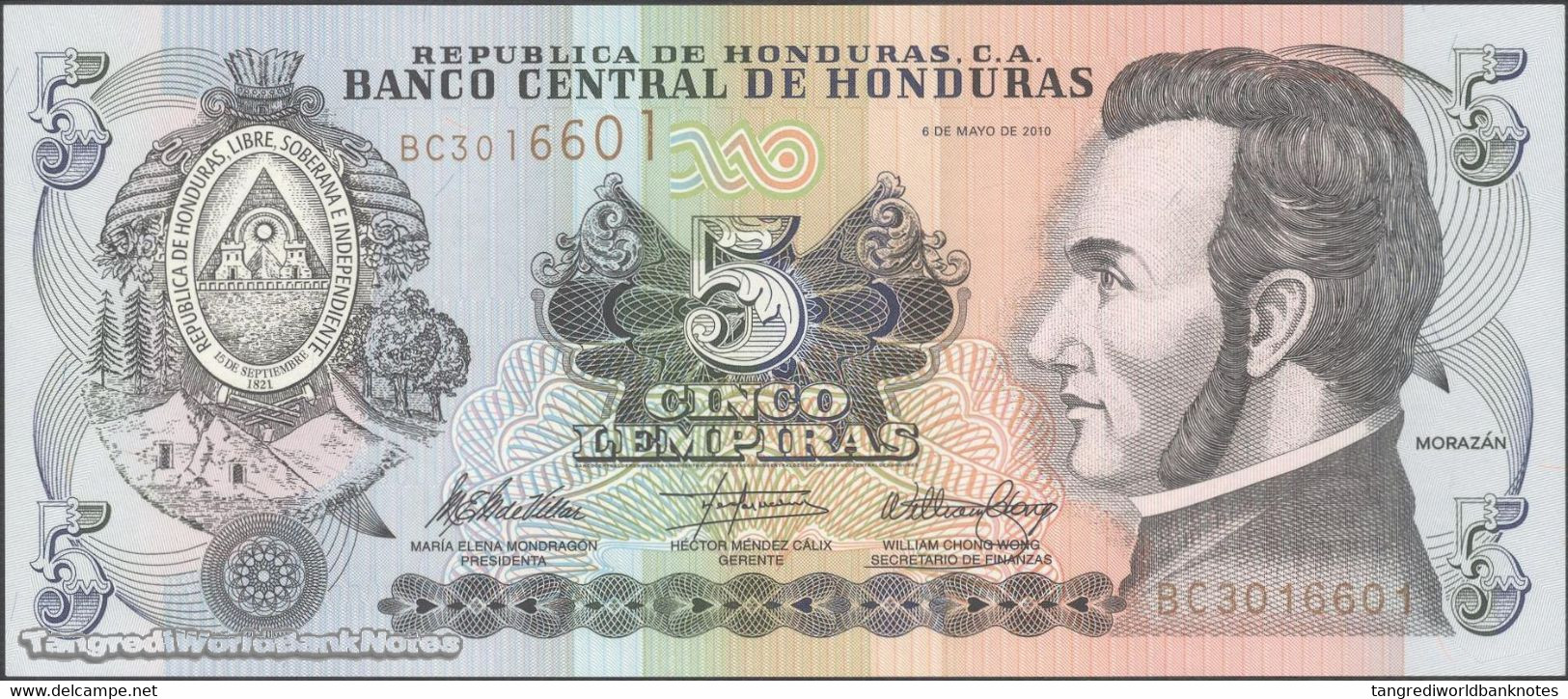 TWN - HONDURAS 91c - 5 Lempiras 6.5.2010 Prefix BC - Printer: FRANÇOIS-CHARLES OBERTHUR﻿ UNC - Honduras