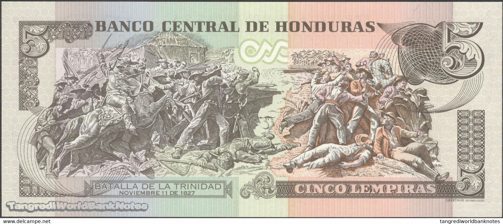 TWN - HONDURAS 91c - 5 Lempiras 6.5.2010 Prefix BC - Printer: FRANÇOIS-CHARLES OBERTHUR﻿ UNC - Honduras