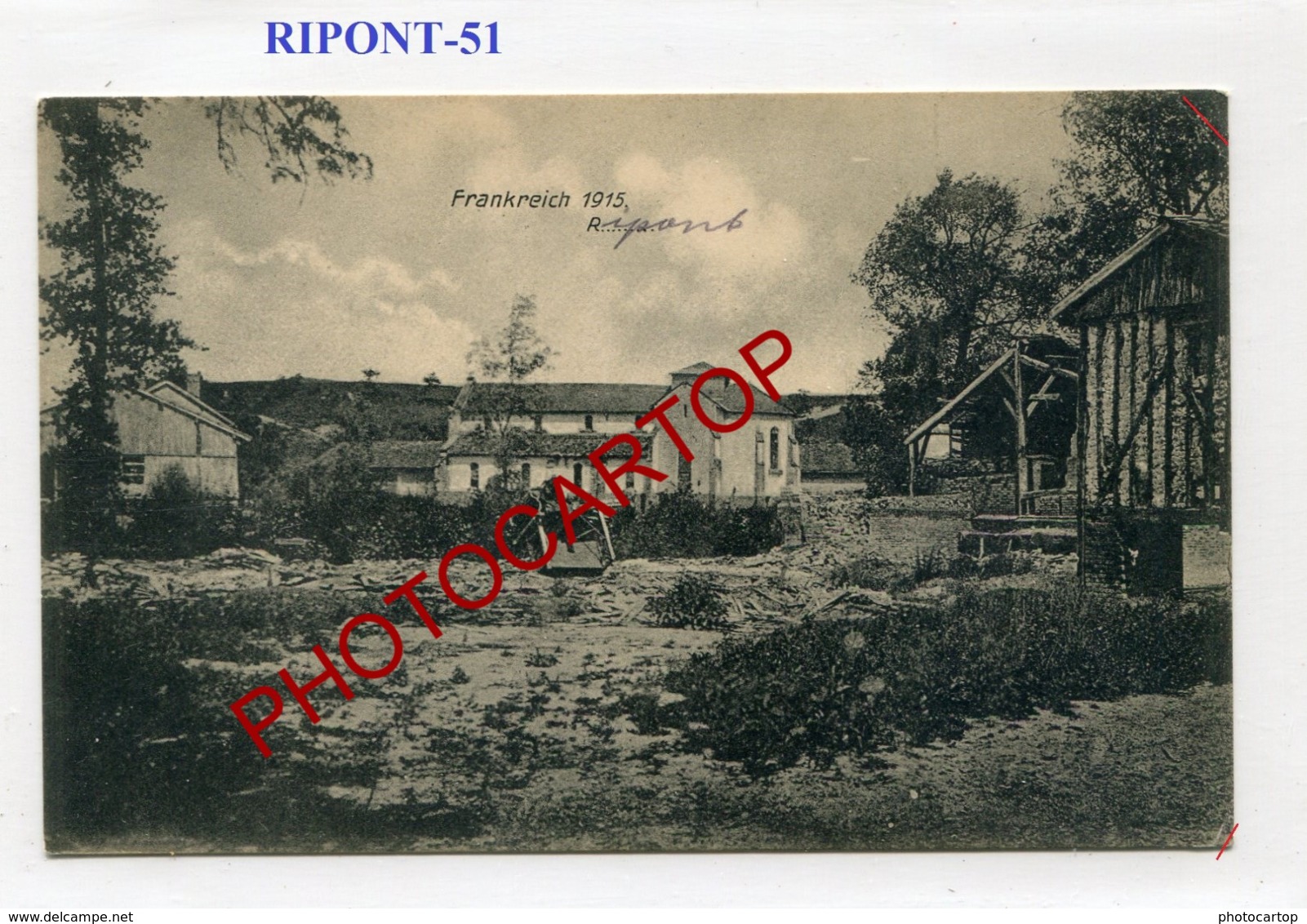 RIPONT-CARTE Imprimee Allemande-Guerre14-18-1WK-France-51-Militaria- - Ville-sur-Tourbe