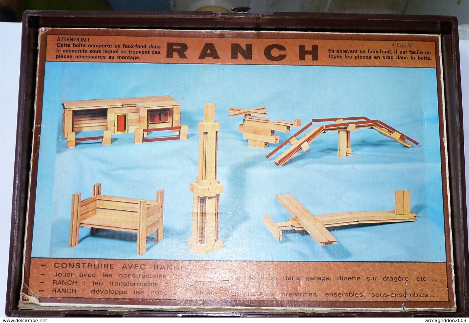 Boite De Jeu Ancien De Construction Bois Ranch N°701 Garnier Cornil Années 60 - Oud Speelgoed