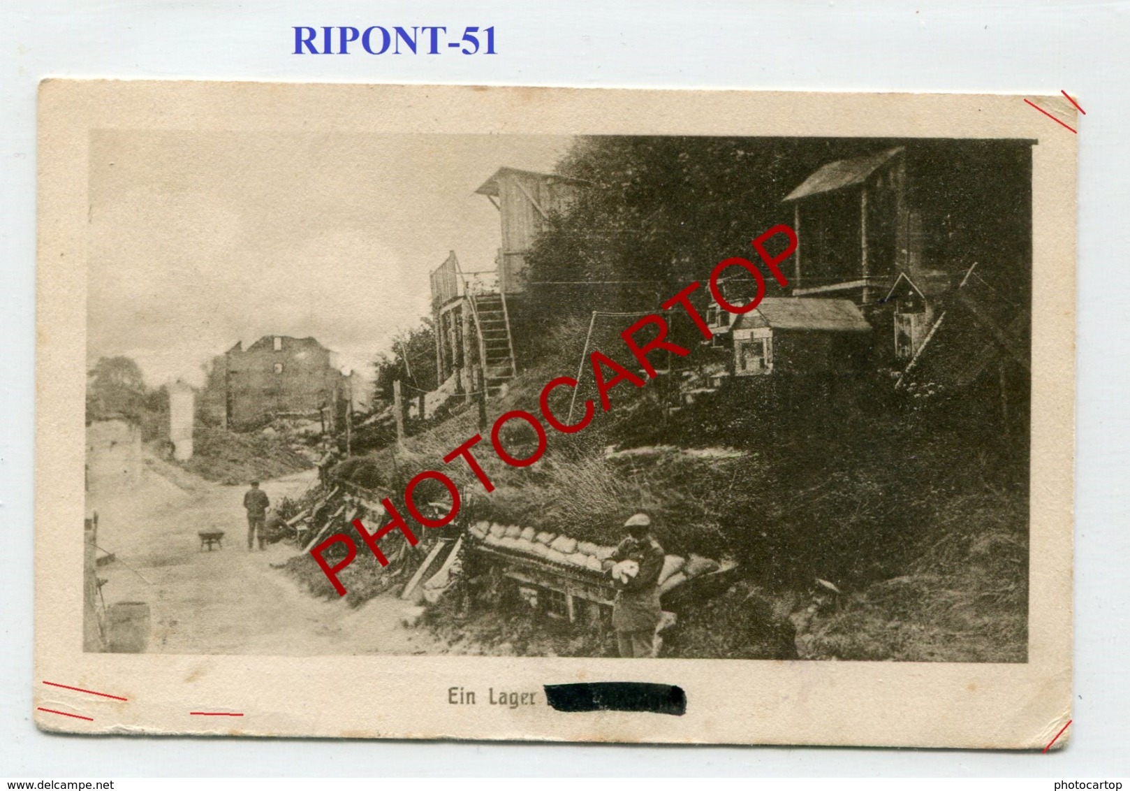 RIPONT-Lager-Positions-CARTE Imprimee Allemande-Guerre14-18-1WK-France-51-Militaria-Feldpost - Ville-sur-Tourbe