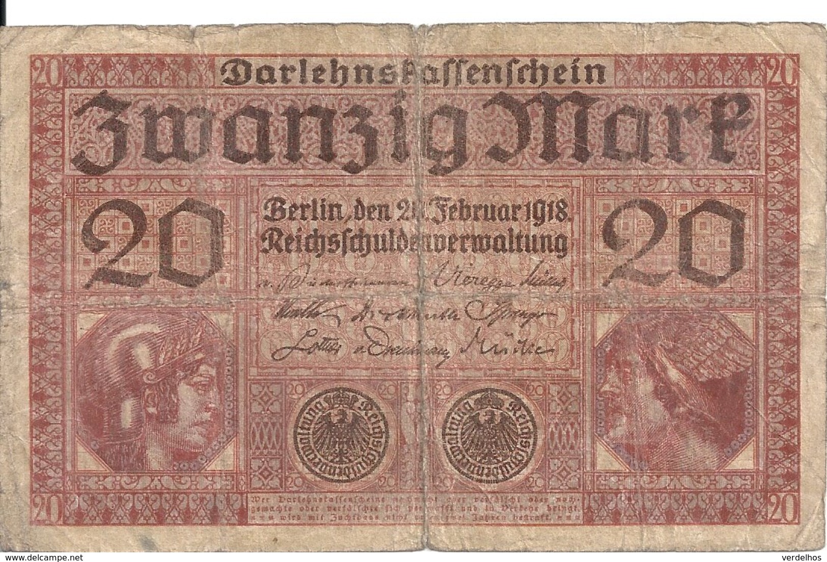 ALLEMAGNE 20 MARK 1918 VG+ P 57 - 20 Mark