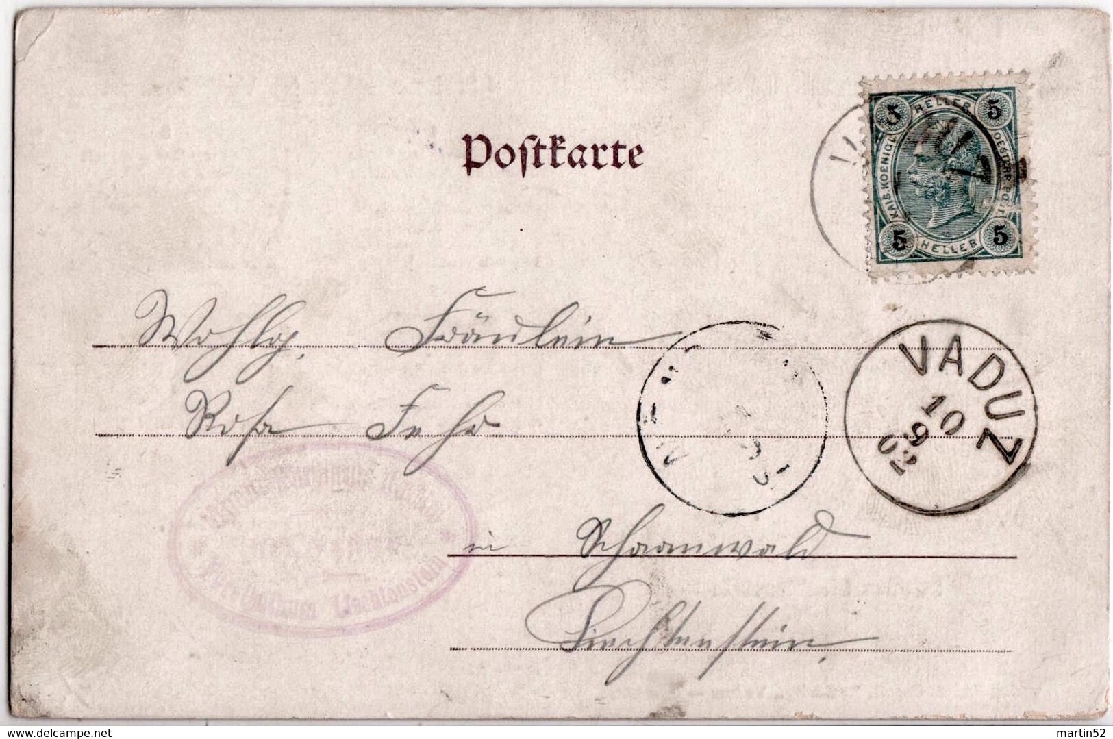 Liechtenstein 1902: Bild-PK CPI "Schloss & Volkshymne" Vorläufer Précurseur Michel-N° 87 O VADUZ 10/7/02 (LBK CHF 40.00) - ...-1912 Voorlopers