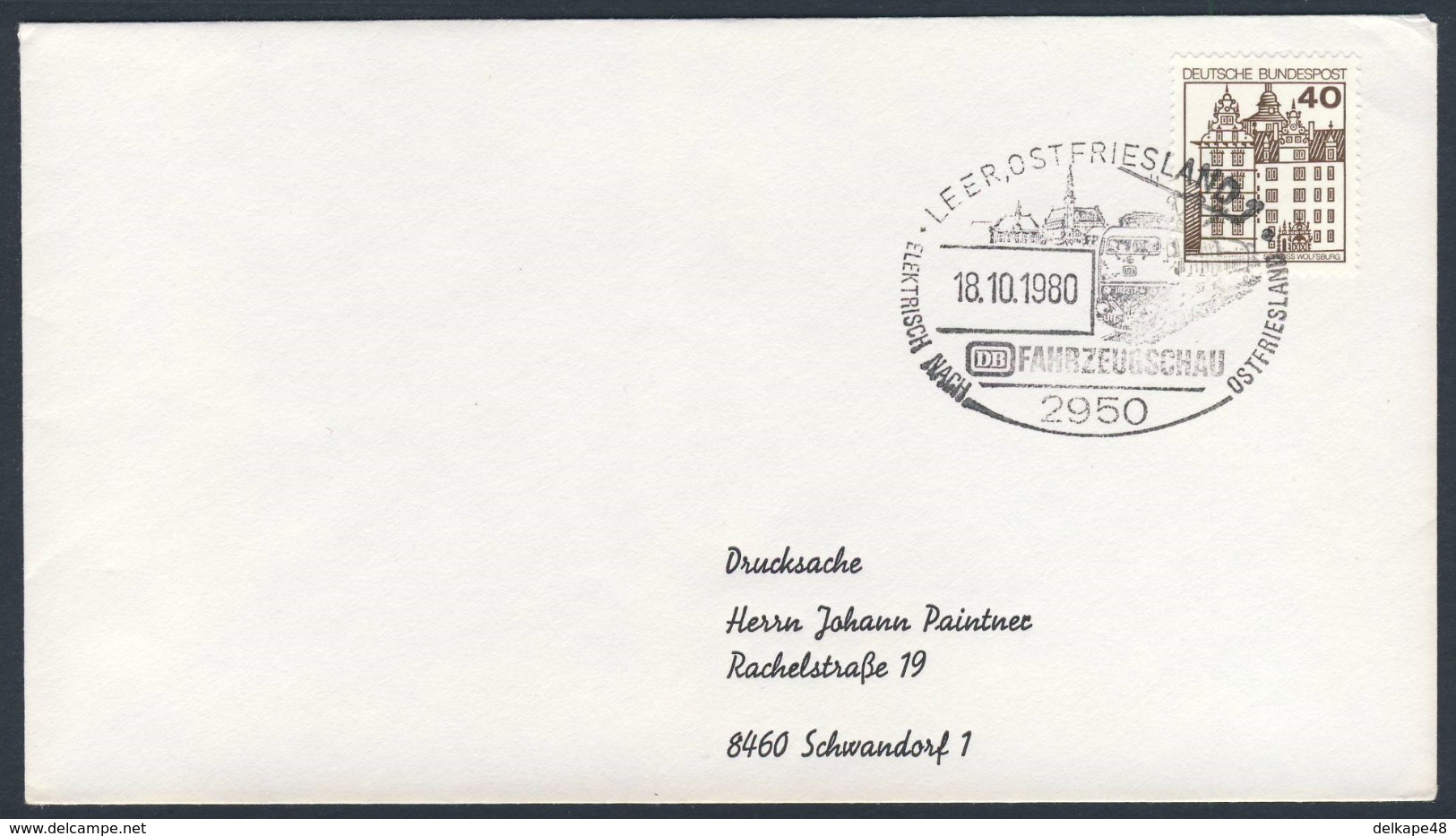 Deutschland Germany 1980 Brief Cover - Elektrisch Nach Ostfriesland - DB Fahrzeugschau / Vehicle Show - Treinen