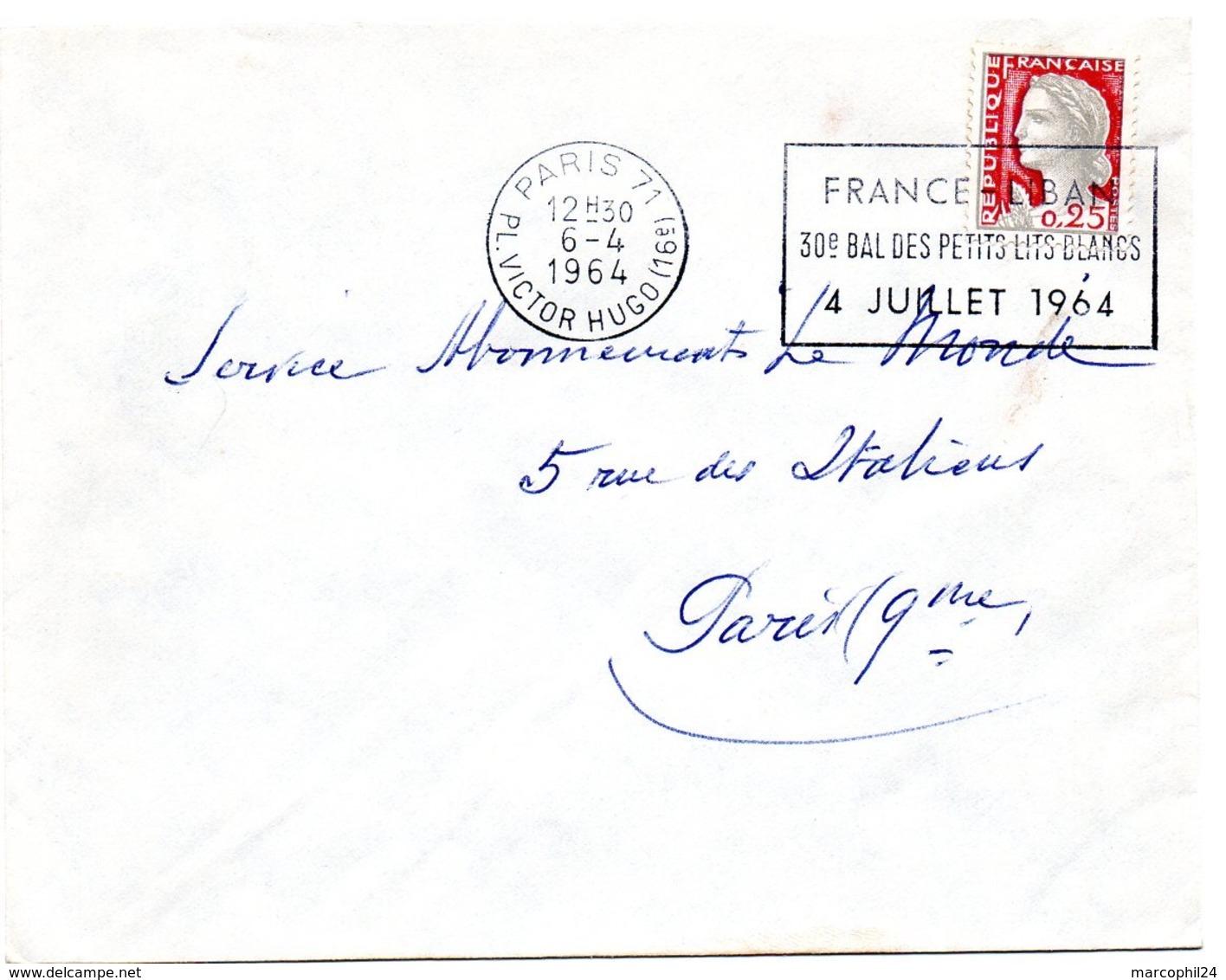 PARIS 71 / PL VICTOR HUGO (16e) 1964 = FLAMME SECAP ' France / Liban - 30éme Bal Des Petits Lits Blancs ' - Mechanical Postmarks (Advertisement)