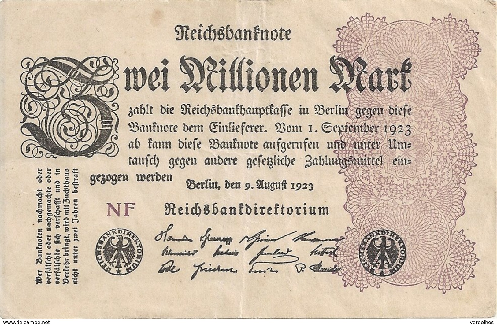 ALLEMAGNE 2 MILLION MARK 1923 VF+ P 104 - 2 Millionen Mark