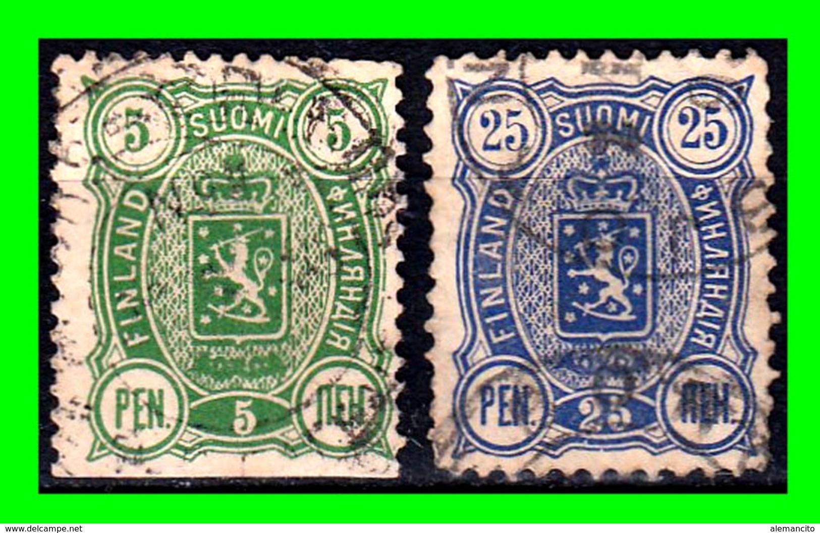 FINLANDIA 2 SELLOS USADOS AÑO 1889/92 ADMINISTRACION RUSA - Used Stamps