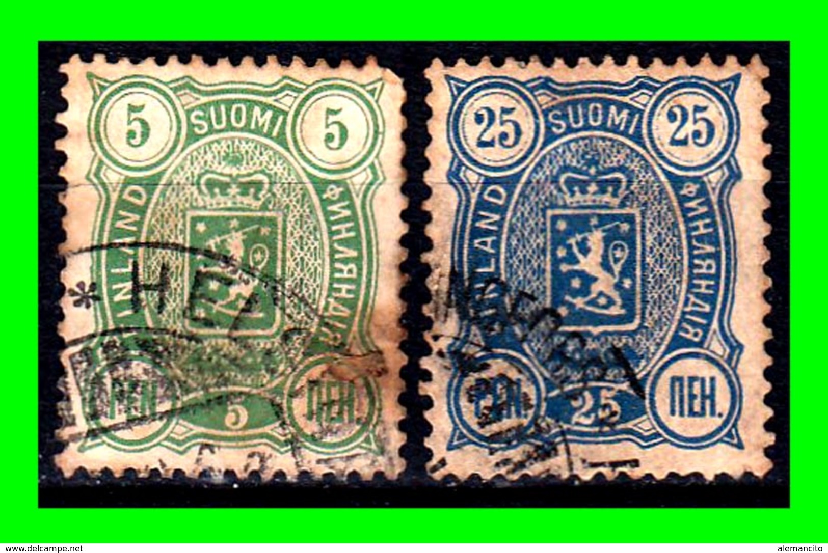 FINLANDIA 2 SELLOS USADOS AÑO 1889/92 ADMINISTRACION RUSA - Usati