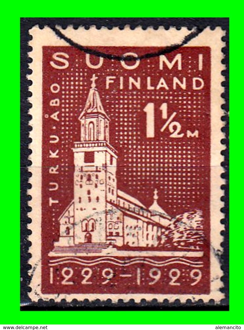 FINLANDIA  SELLO USADO AÑO 1929 TURKU CATHEDRAL - Usados