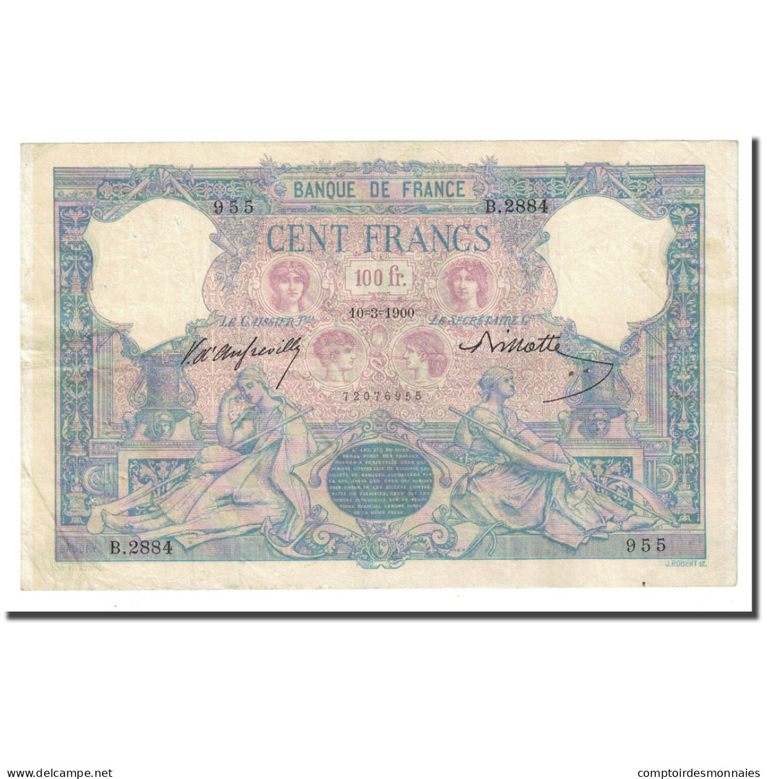 France, 100 Francs, Bleu Et Rose, 1900-03-10, TTB, Fayette:21.13, KM:65b - 100 F 1888-1909 ''Bleu Et Rose''