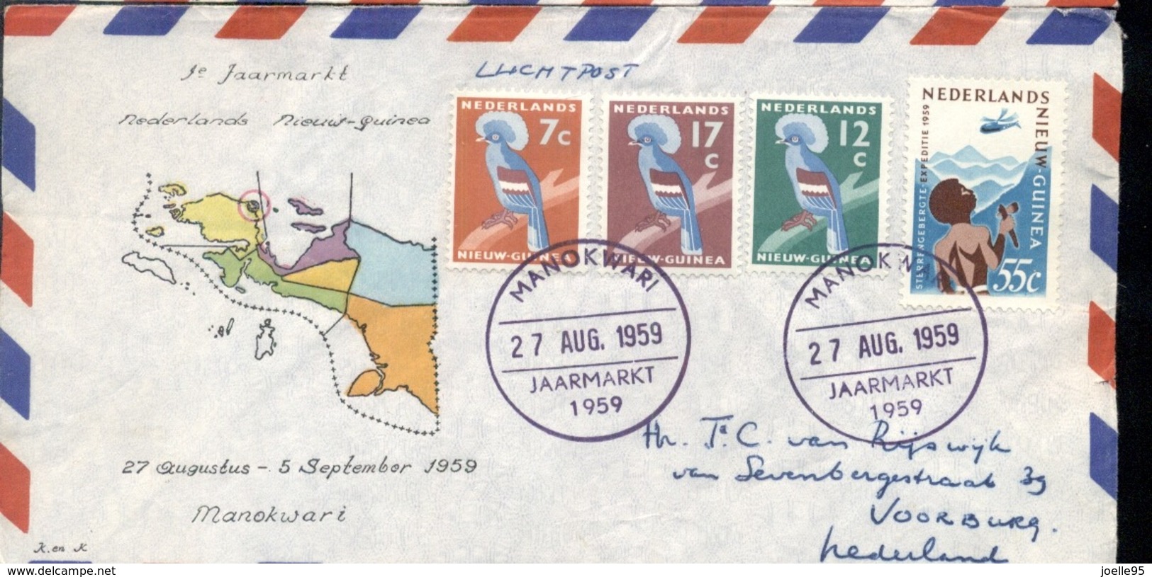 Nieuw Guinea - Manokwari - Luchtpost - 1959 - Jaarmarkt - 3 - Postwaardestukken